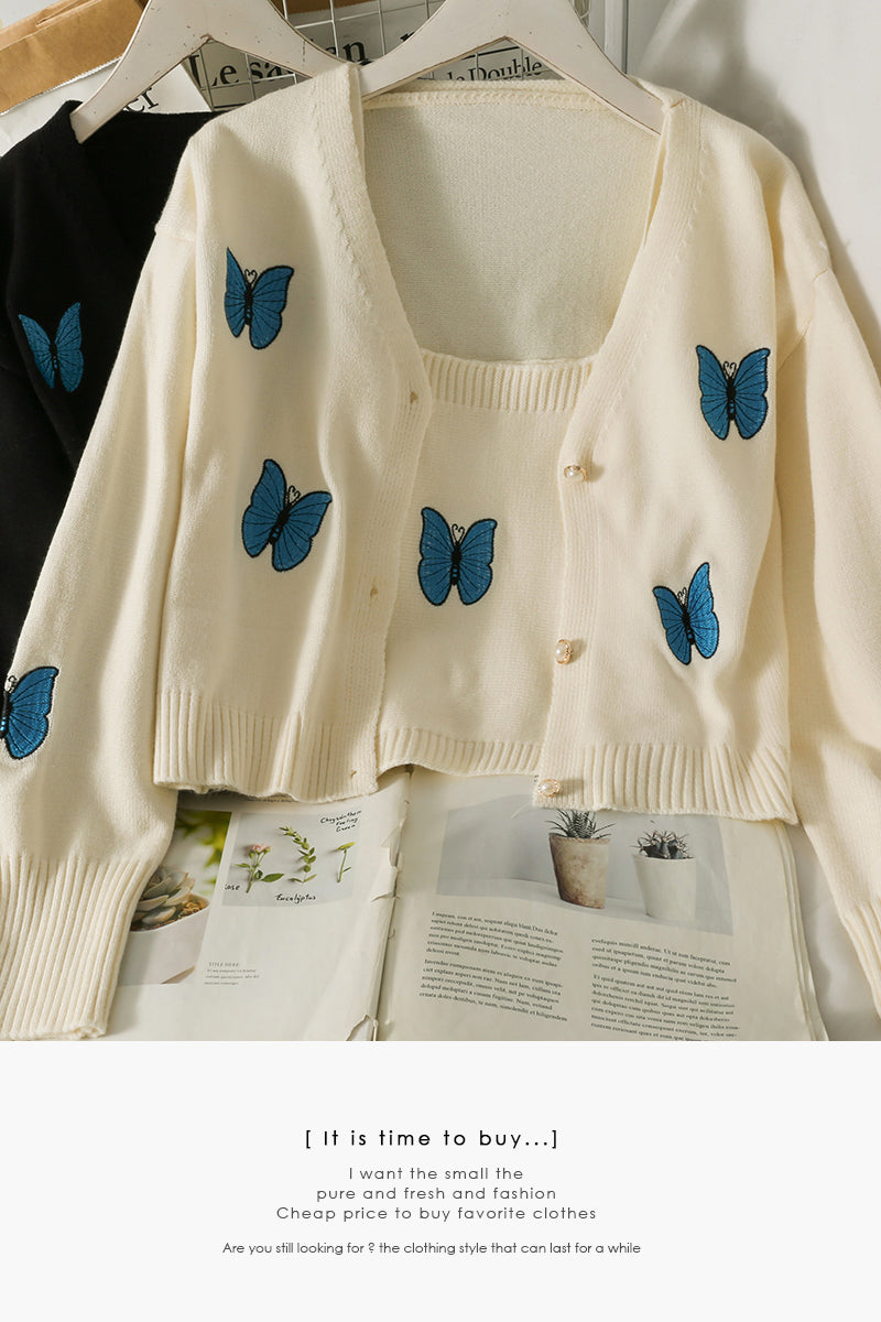 Pull cardigan avec bretelles courtes à l'intérieur 1701