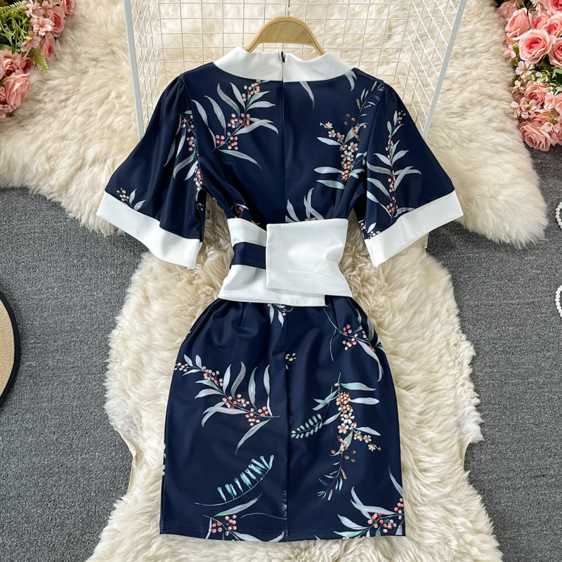 Robe cache-cœur à lanières, taille fine, coupe kimono 3326