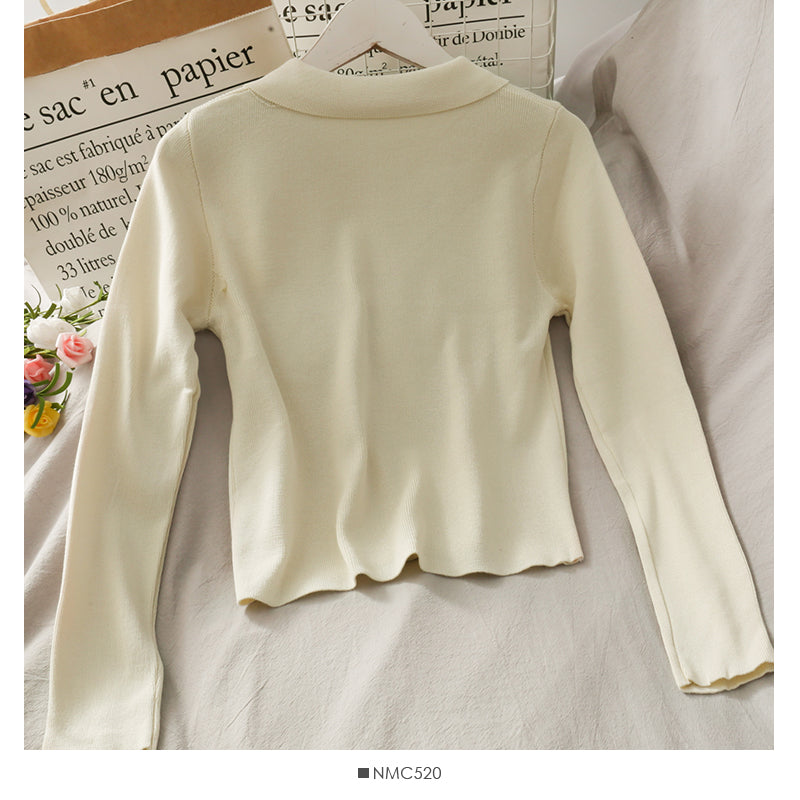 Pull col polo coupe slim couleur vent doux 1907