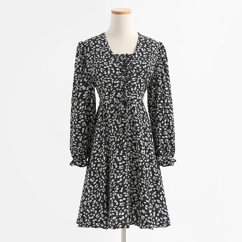 Dress long sleeve bandage floral FAIRY DRESS Vintage Chiffon 2428
