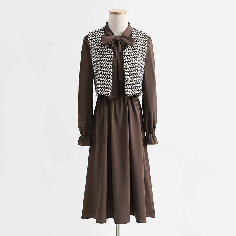 New thousand bird check black dress vest skirt foreign style age reduction fashion 2270