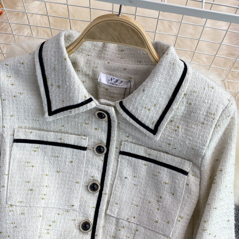Autumn and winter celebrity xiaoxiangfeng short cardigan coat 1671