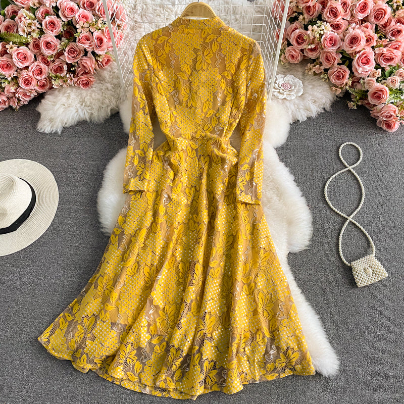 Robe en dentelle découpée au crochet français 3435