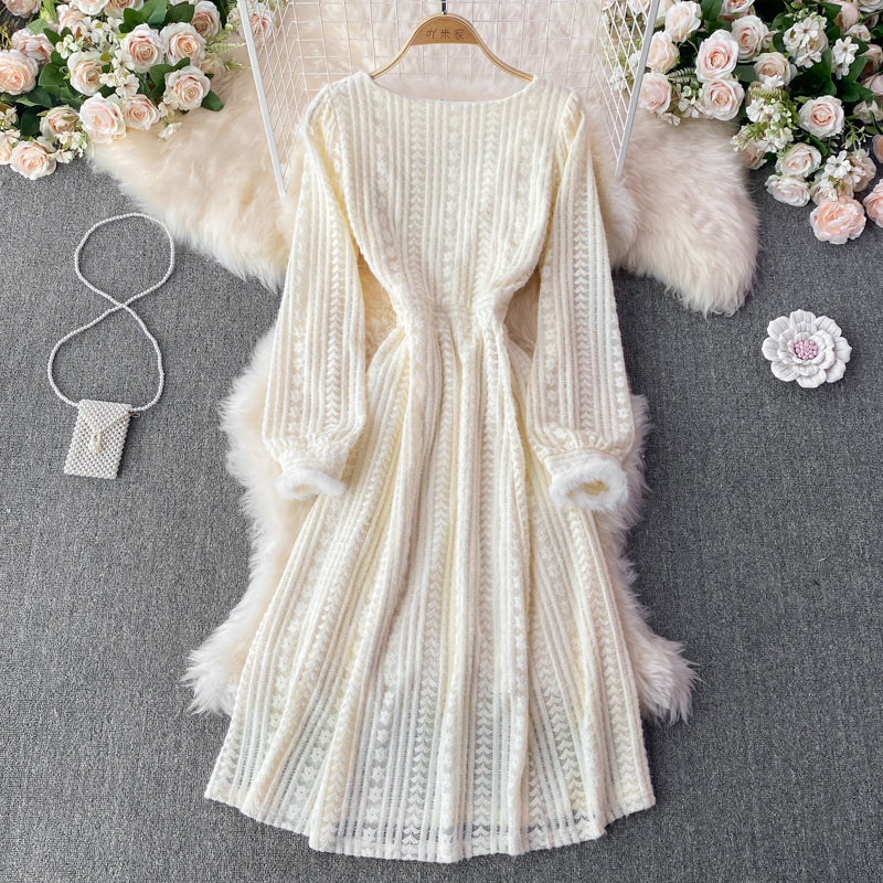 Robe longue en dentelle de velours au vent doux 3392