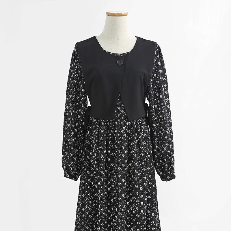 Age reduction fashion two-piece suit skirt shows thin floral skirt 2209