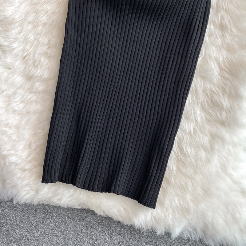 Robe cache-cœur en tricot élastique serré 2805