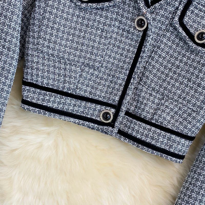 Small fragrance suit collar coat female French celebrity temperament 1682