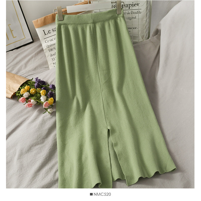Slim and slim, medium and long split Knit Skirt, foreign style and versatile 2671