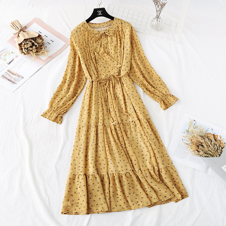 French retro, loose and thin, with a long skirt at the bottom 2370