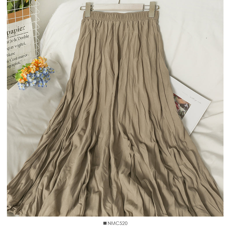 Pleated loose slim high waist pleated skirt 2560