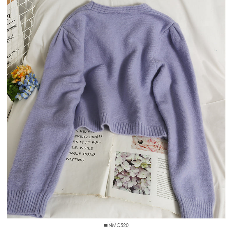 Women's cardigan long sleeve short single breasted sweater 1816