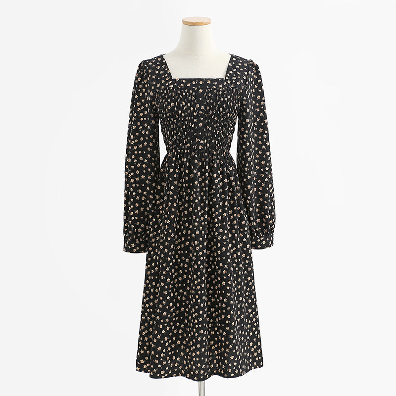 Neues Kleid mit langen Ärmeln und altersreduzierendem Temperament Blumenrock 2266