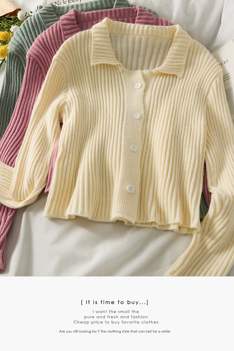 Pull cardigan à simple boutonnage à rayures verticales slim slim pour femme 2028