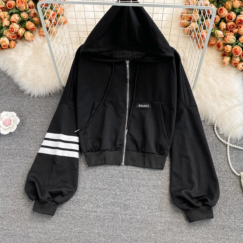 Small fresh loose hooded sweater coat for women 1677