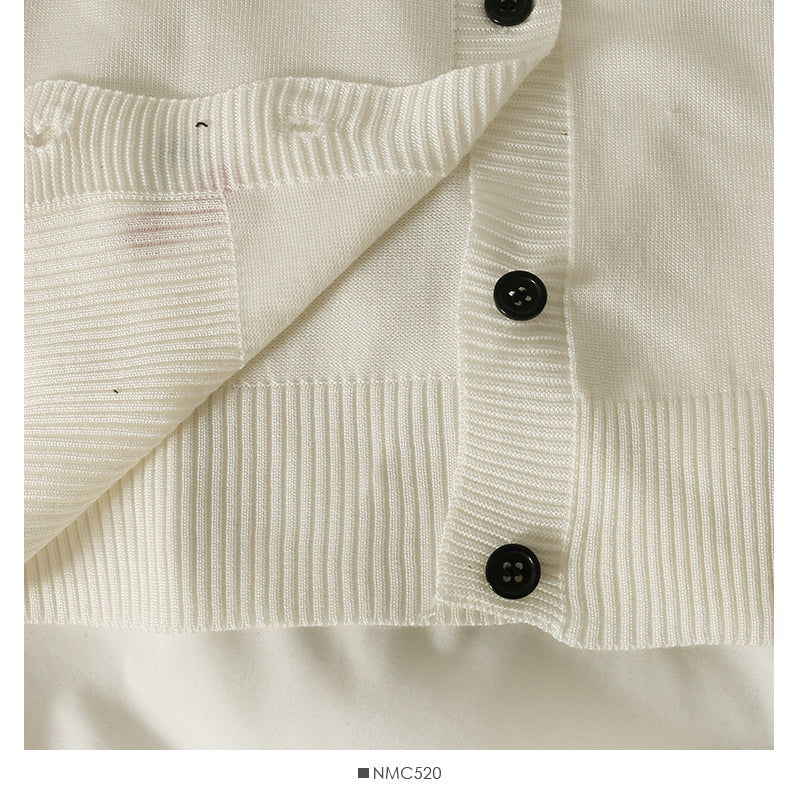 Petit cardigan slim à col en V et imprimé cerises fraîches 1826