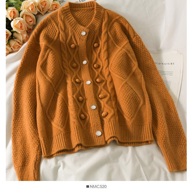 Pull cardigan haut en treillis de diamant pull à manches longues mode 1829