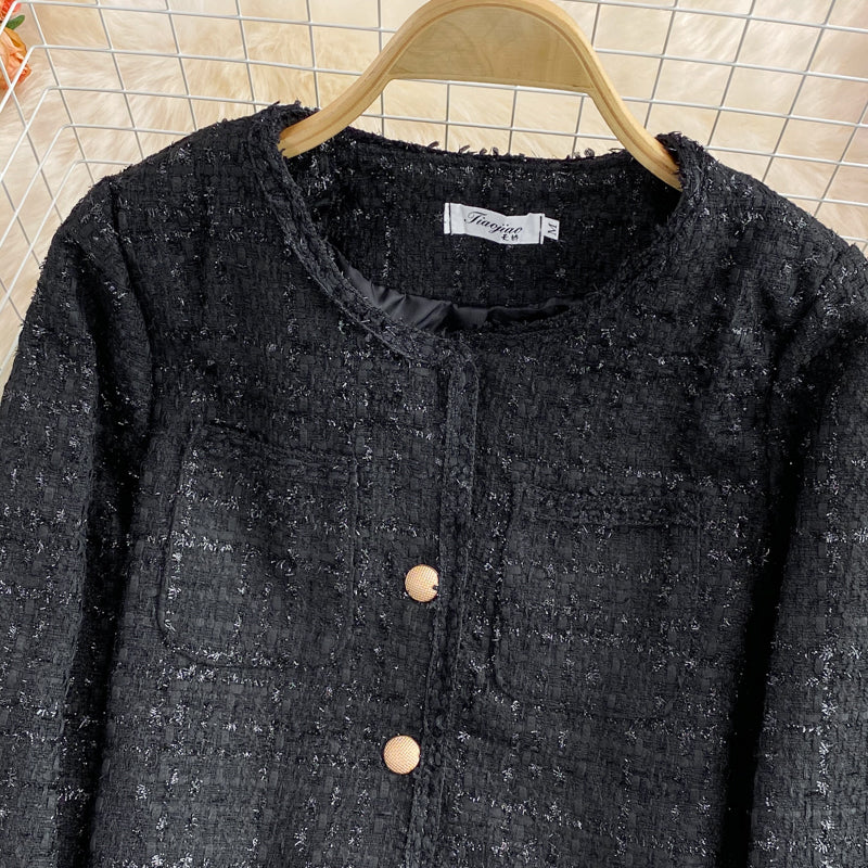 Small fragrance tweed temperament top short white coat 1683