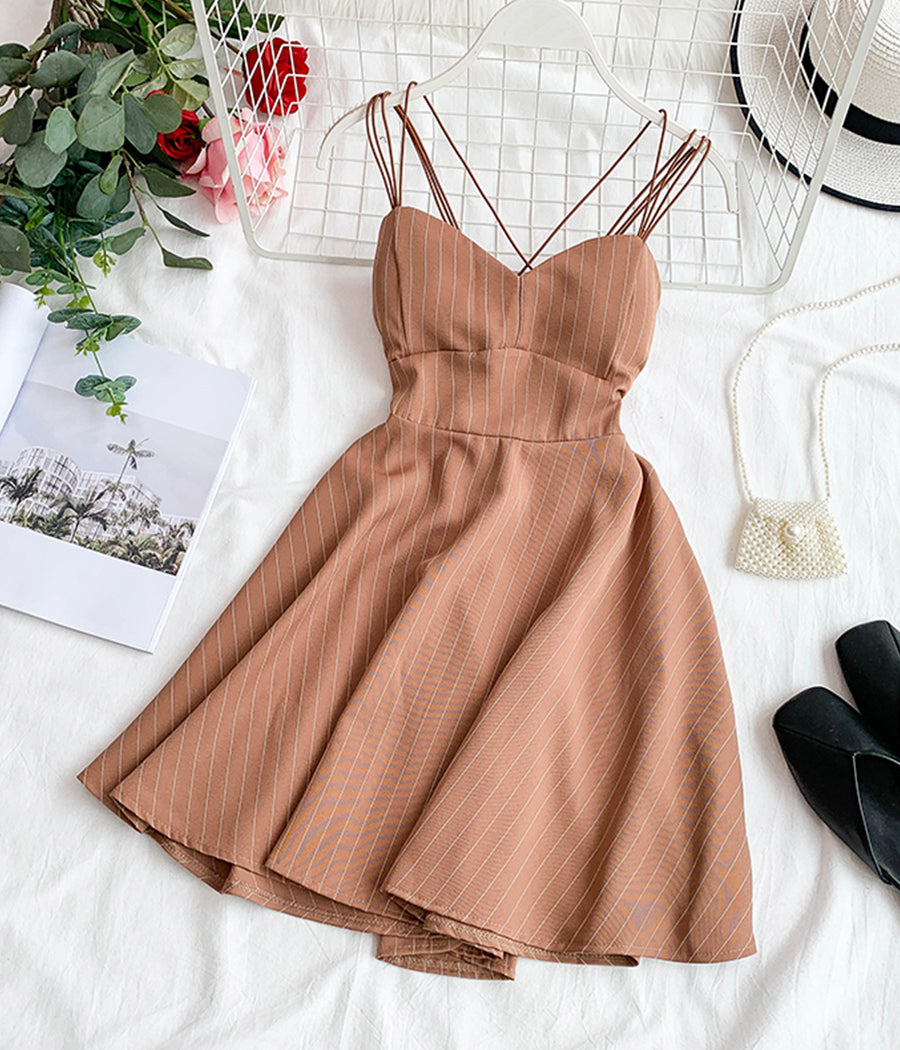 A line striped dress summer dress 1283
