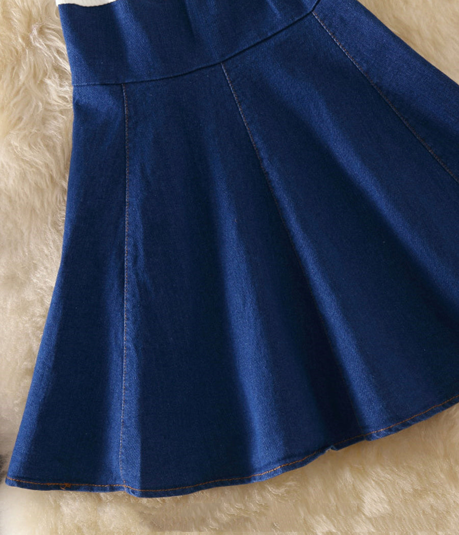 Cute v neck denim stitching dress summer dress 1251