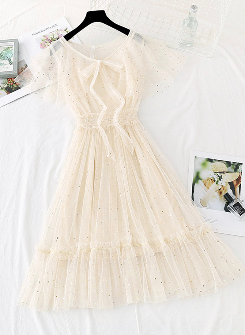Cute tulle sequins short dress summer dress 1137