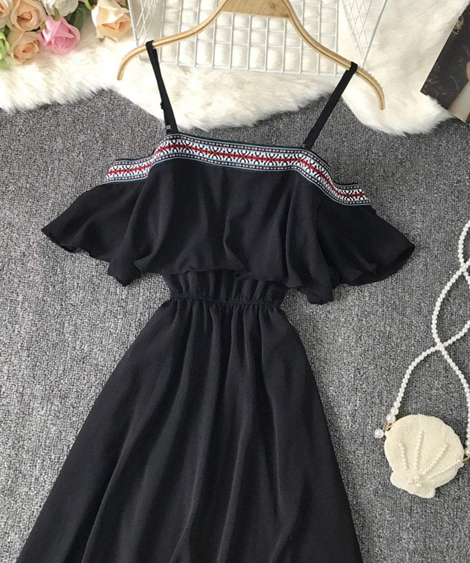 Cute A line soft chiffon dress summer dress 1115
