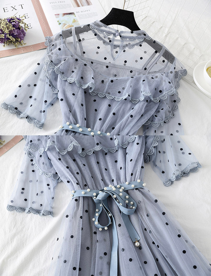Cute polka dot short sleeve dress summer dress 1140