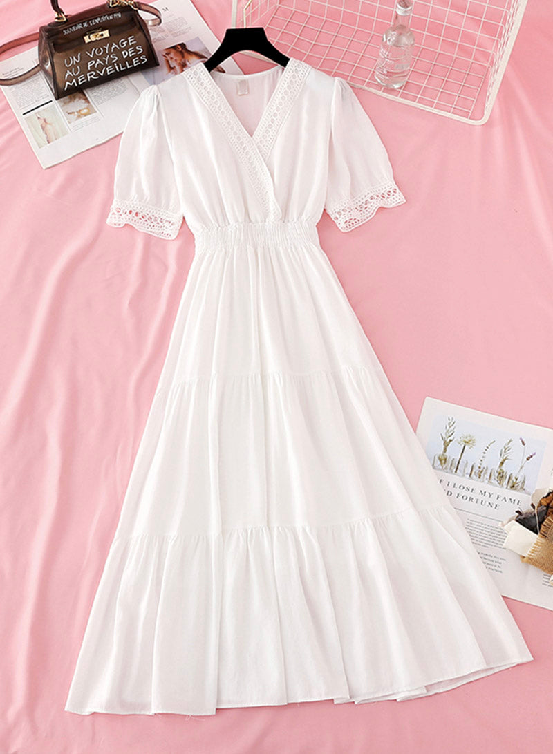 Women's dress A line v neck lace dress 1136