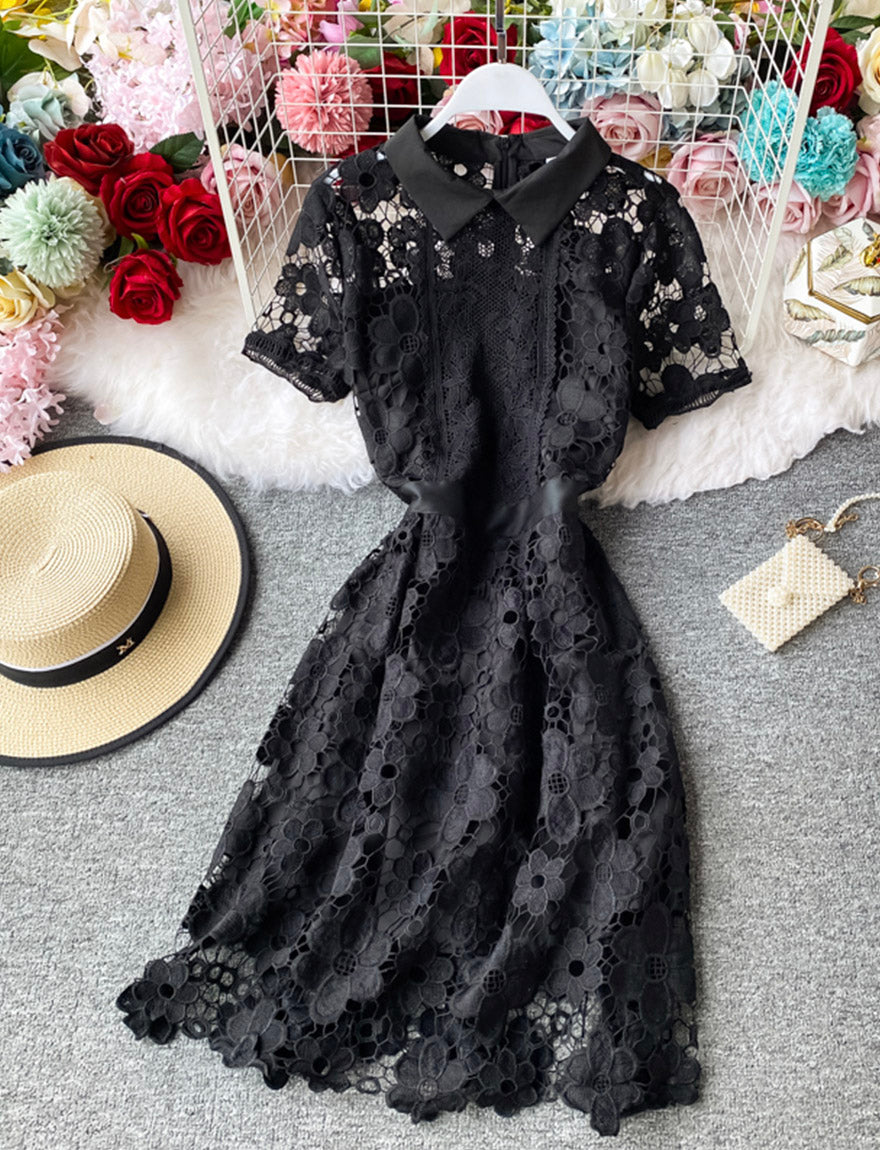 A line lace short dress summer dress 1161