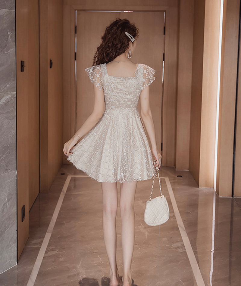 Cute v neck lace short dress fashion dress 1081