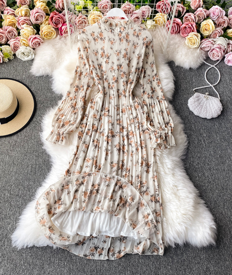 Cute A line printed long sleeve dress 985
