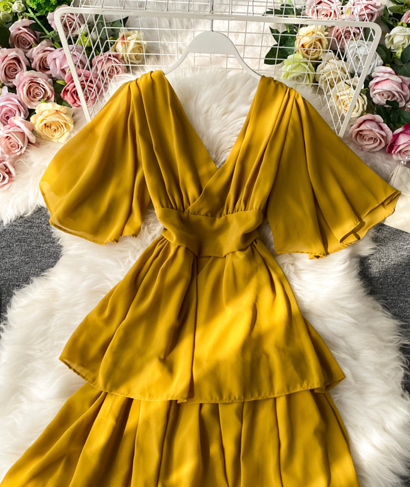 Lovely A line v neck chiffon dress 940