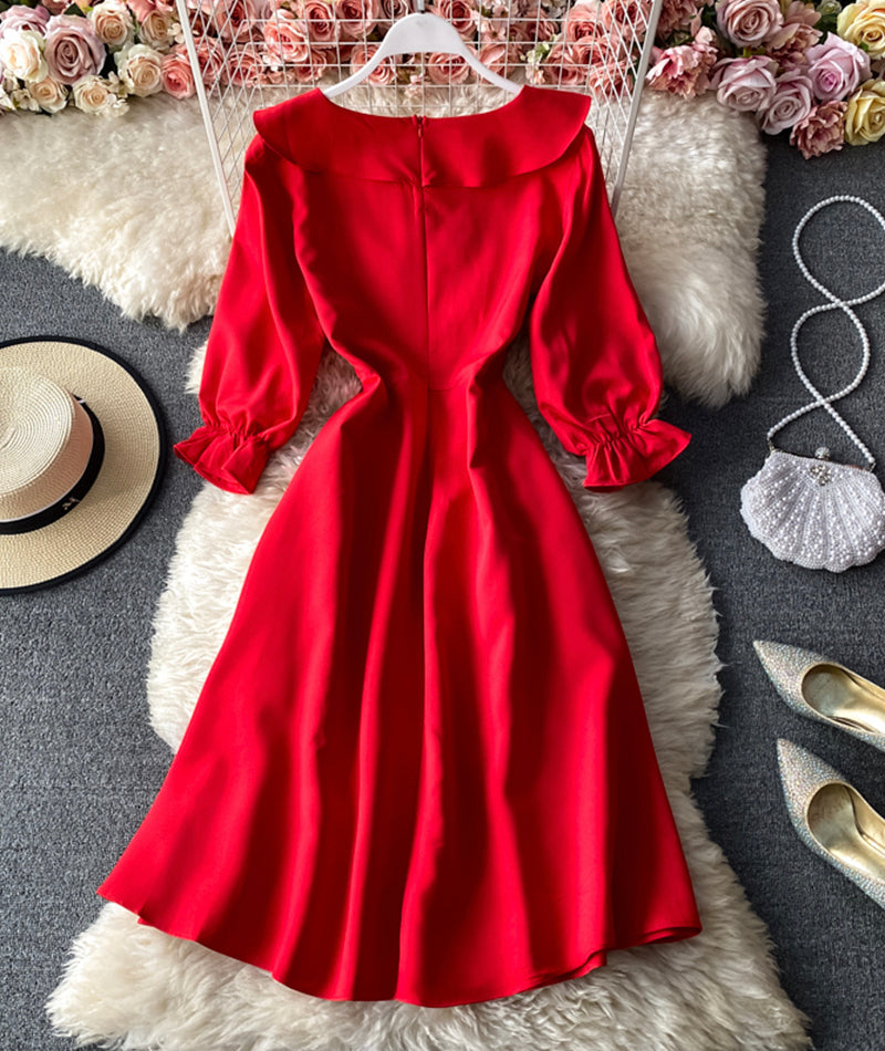 Cute A line v neck dress fashion dress 948