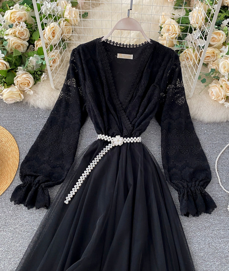 Blue tulle long prom dress blue evening dress 971