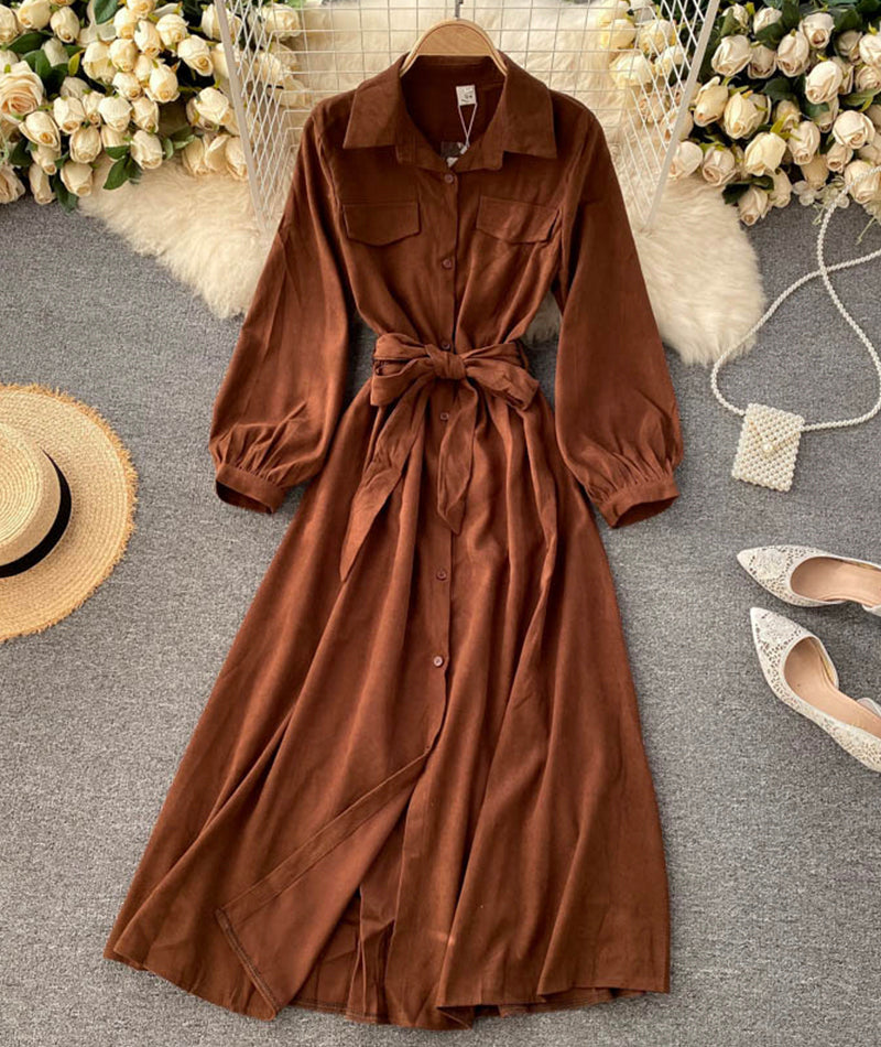 Stylish A line long sleeve dress 952