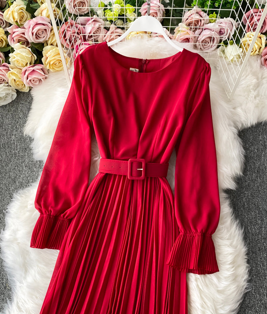 A-Linie Chiffon-Langarmkleid 908