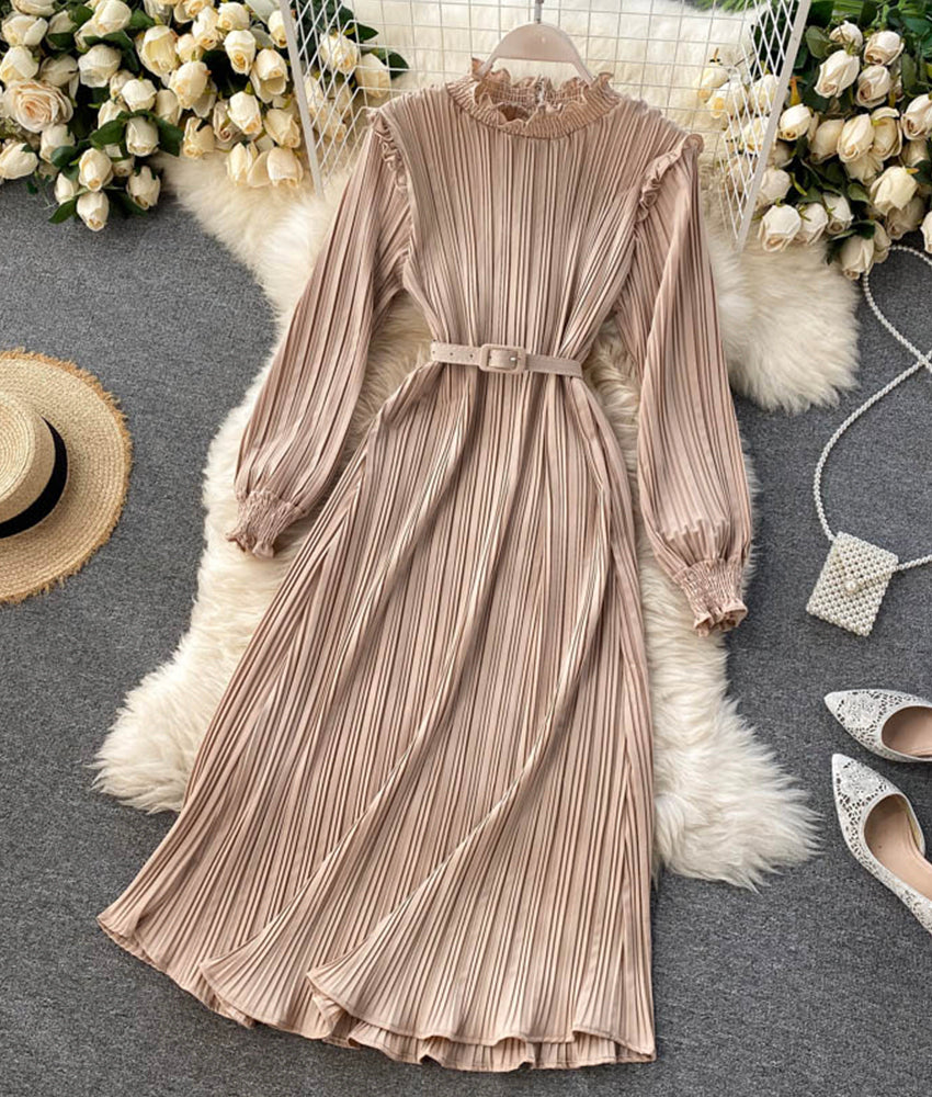 Simple A line long sleeve dress fashion dress 901