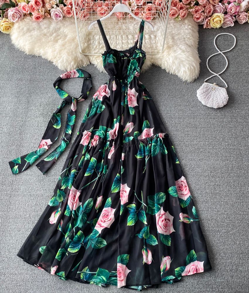 Stylish A line floral pattern dress 883