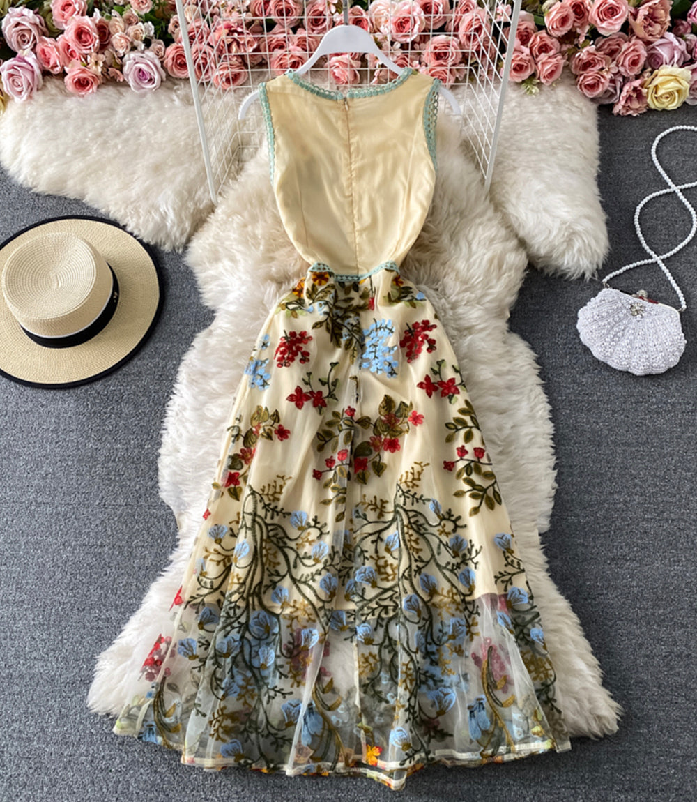 Cute A line embroidery dress 851