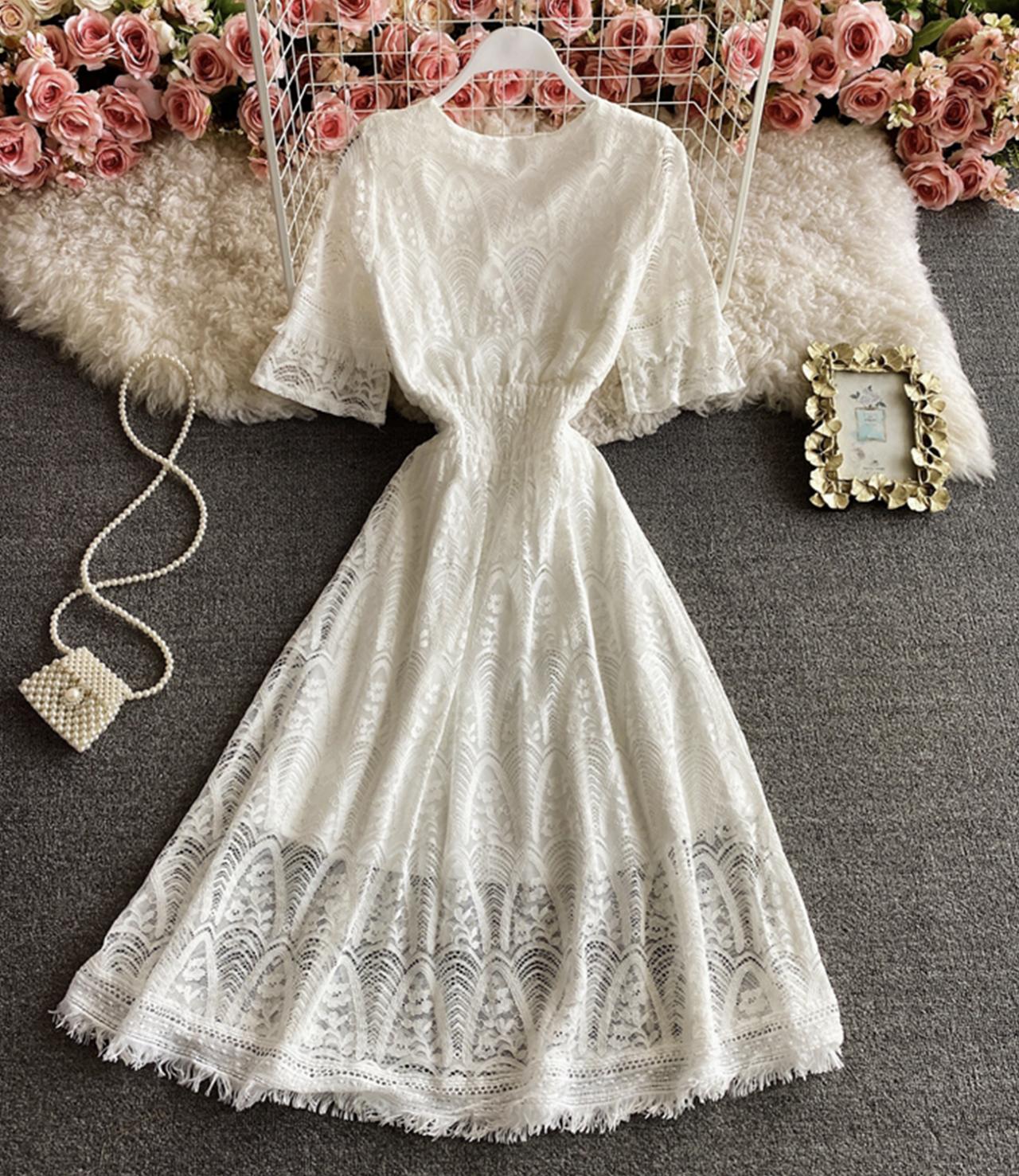 Cute A line lace dress fashion dress 838