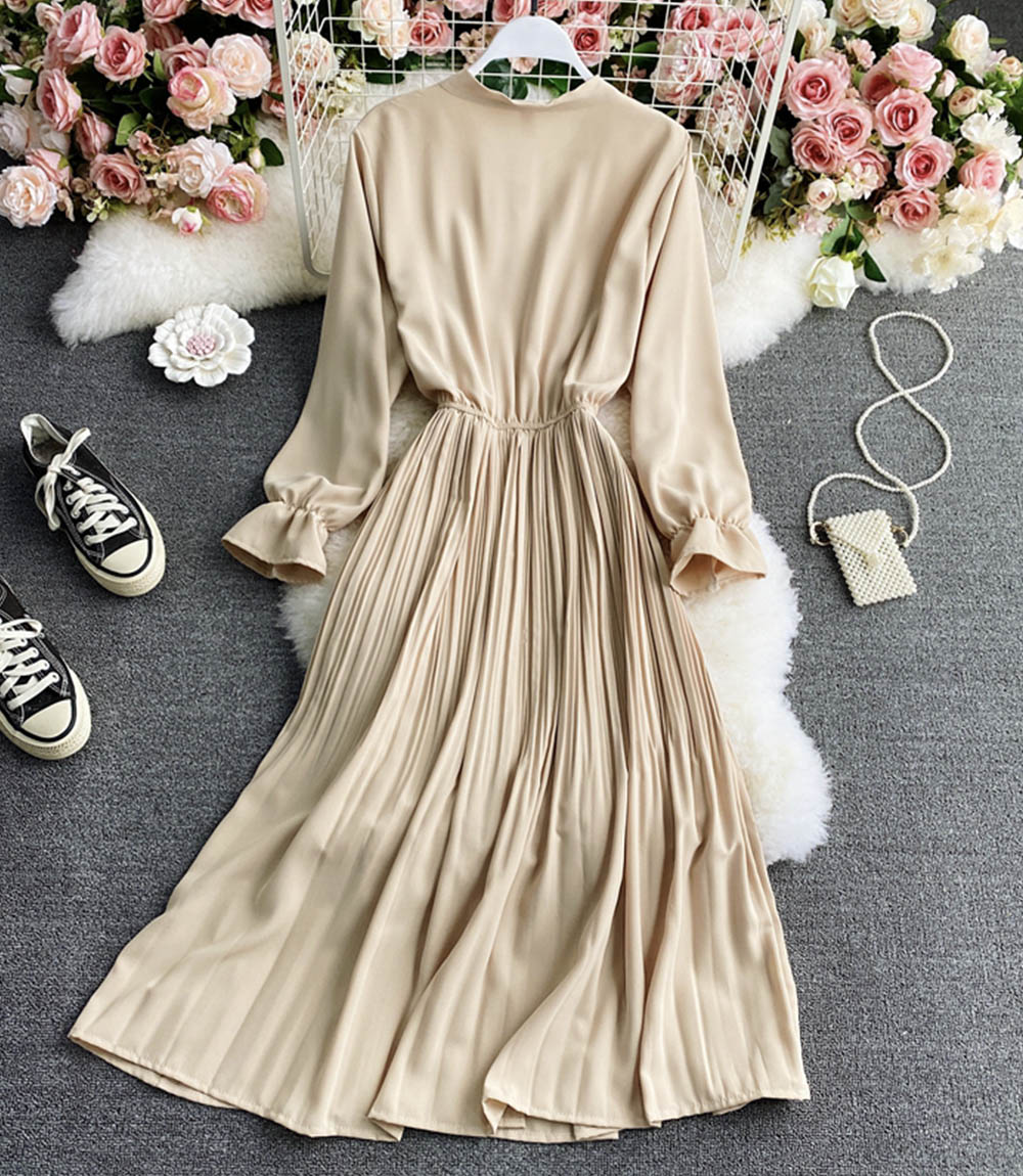 A-Linie Chiffonkleid Langarmkleid 846