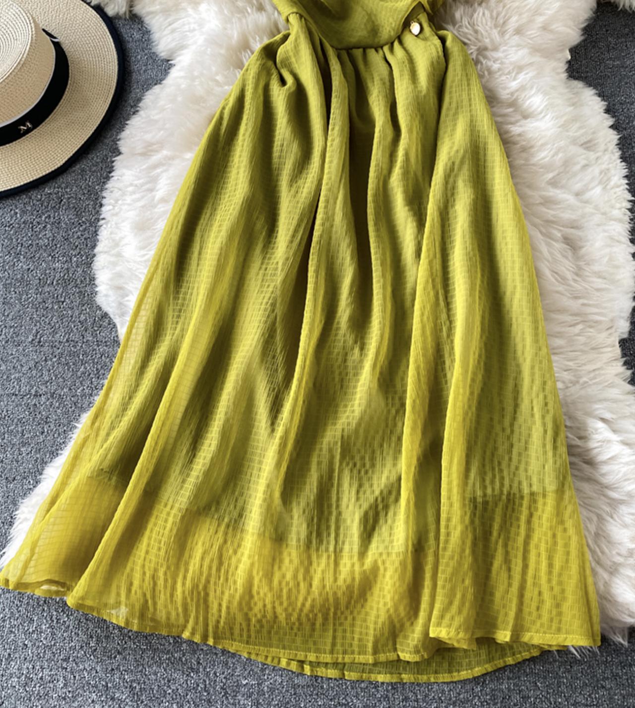 Green tulle short dress fashion dress 775