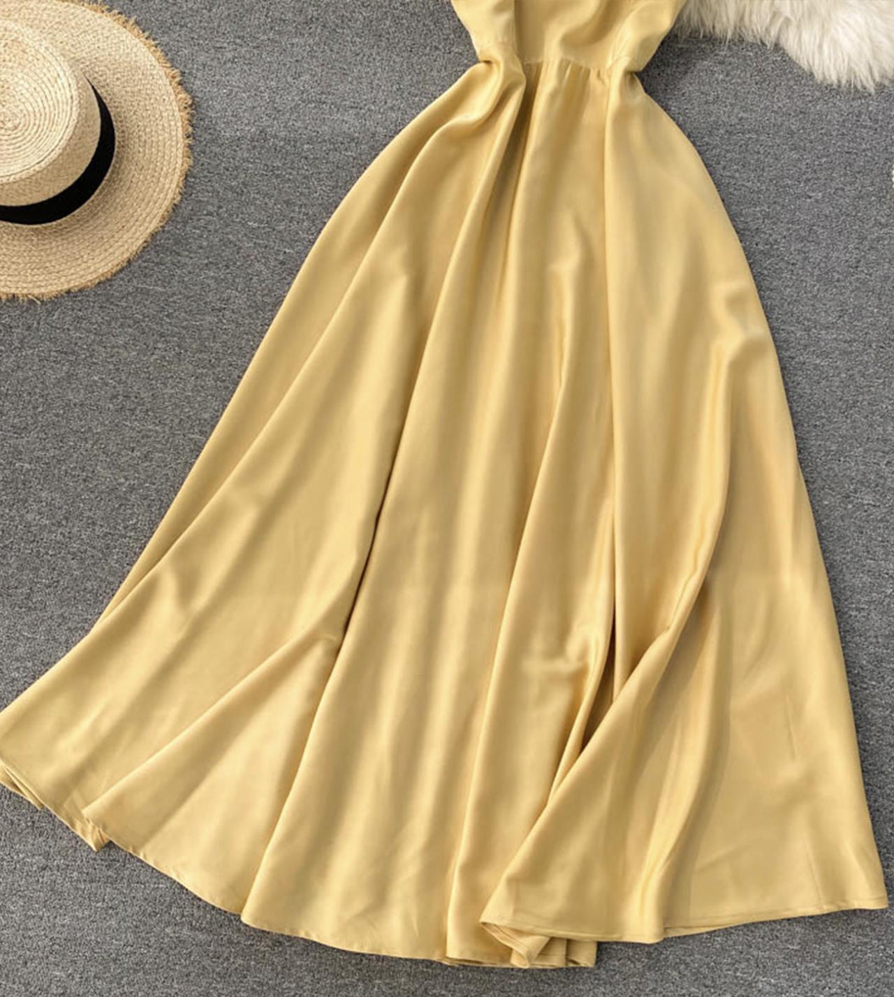 Cute v neck satin dress fashion dress 799