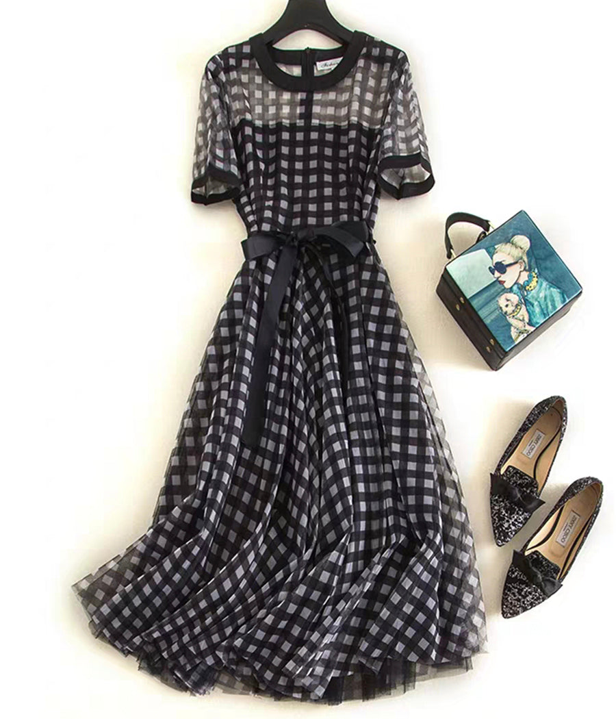 Retro black dress summer dress 1293