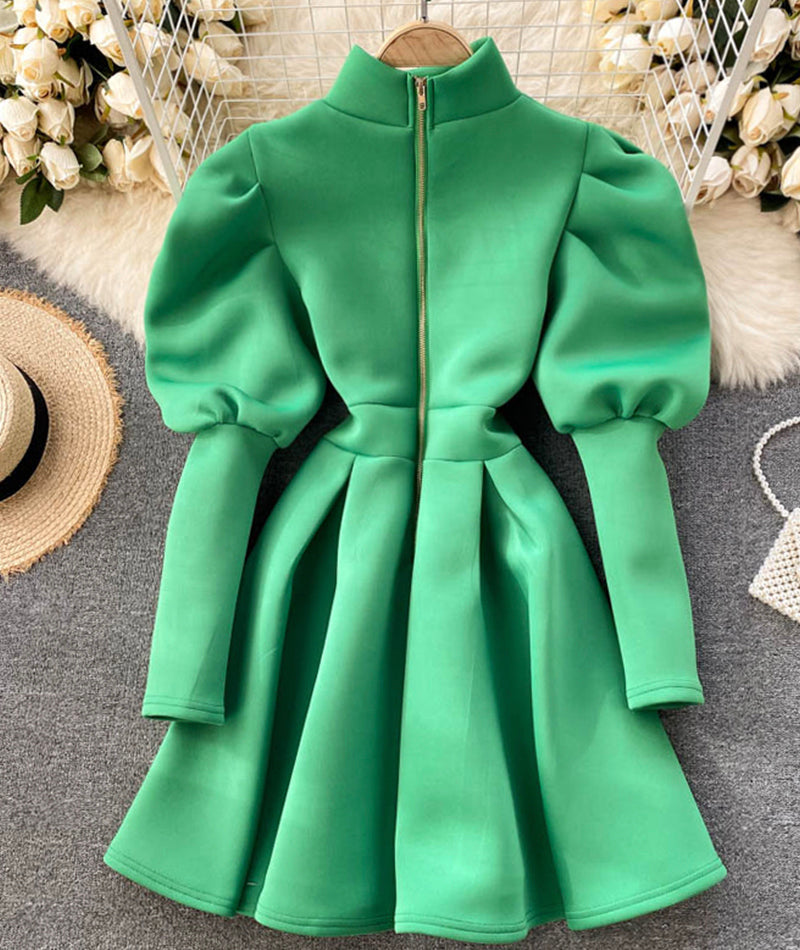 Cute puff sleeve dress 938