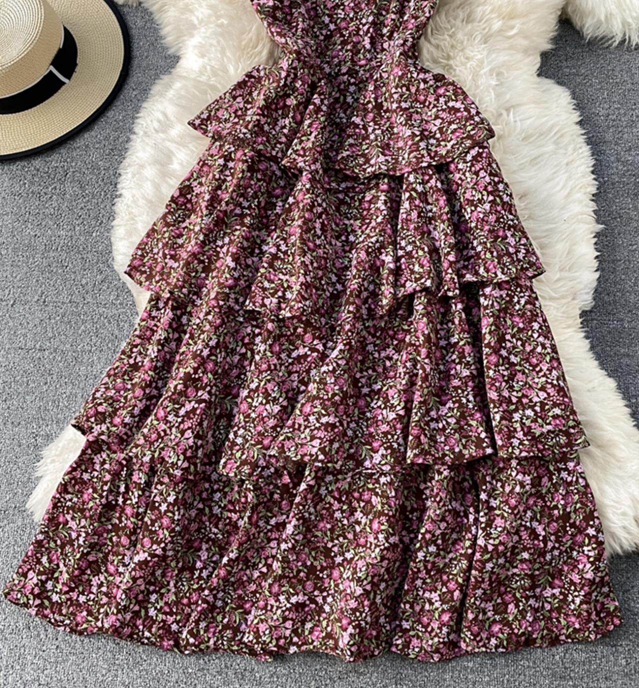 Cute A line floral dress 815