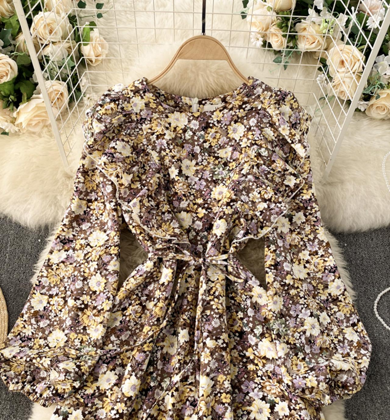 Cute A line floral dress fashion dress 811