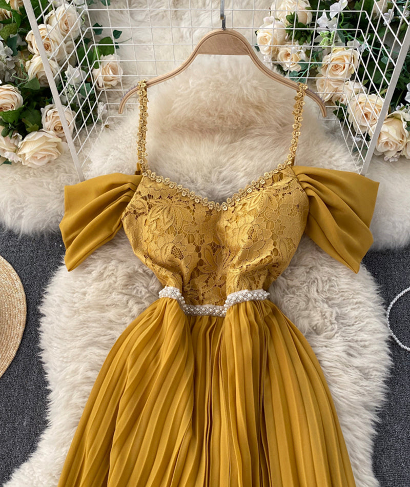 Stylish lace off shoulder dress 918