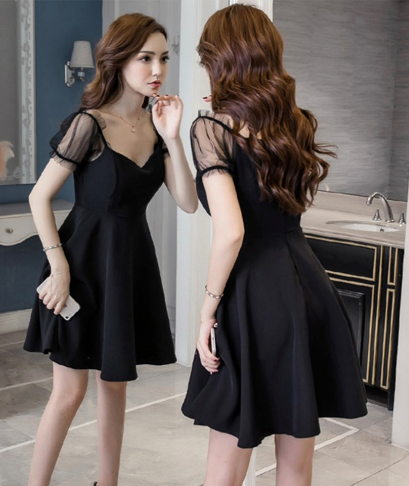 Black short dress fashion dress 1079