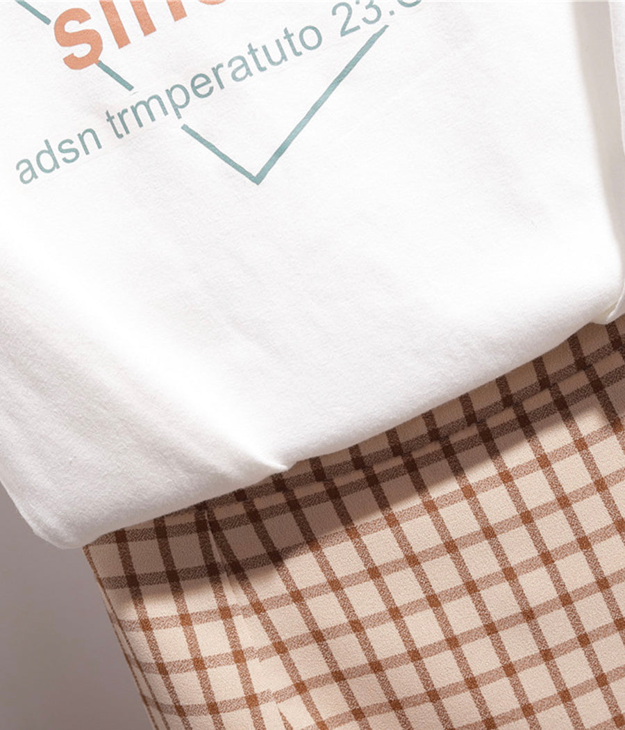 T-shirt blanc + jupe à carreaux 1273