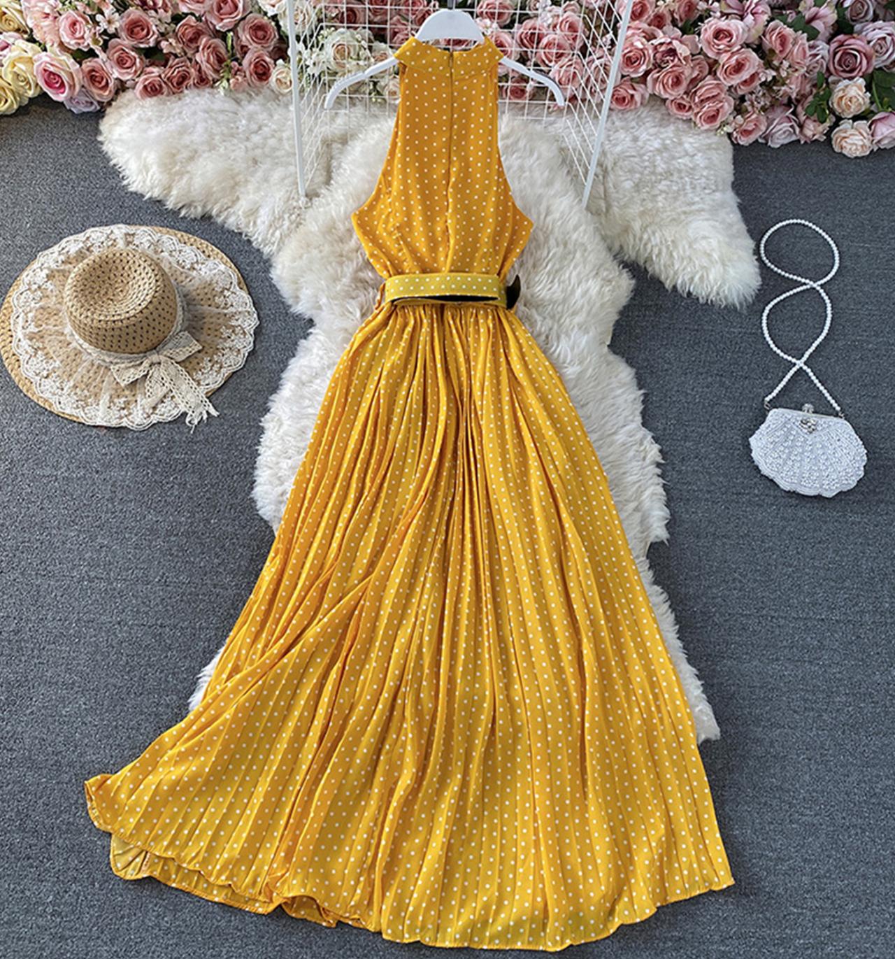 Elegant A line polka dot dress off shoulder dress 713